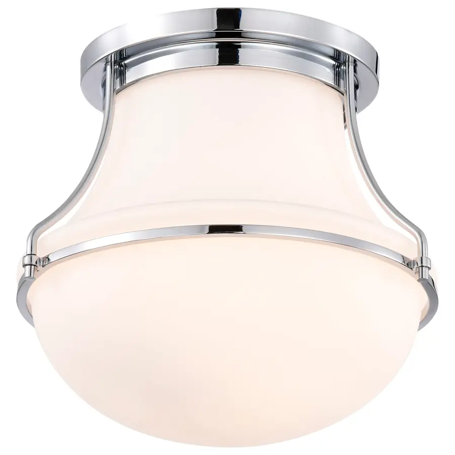 Valdora 1-Light Flush Mount in Polished Nickel with White Opal Glass - Image 5