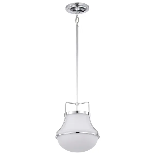 Valdora 1-Light Pendant in Polished Nickel with White Opal Glass - Image 1
