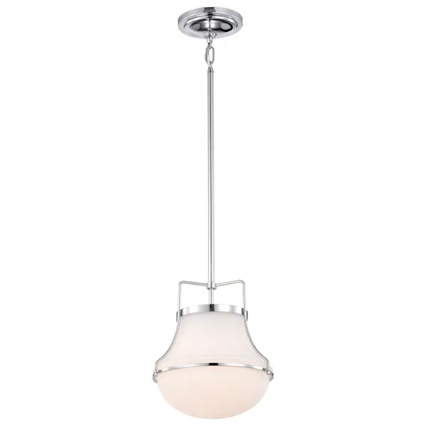Valdora 1-Light Pendant in Polished Nickel with White Opal Glass - Image 2