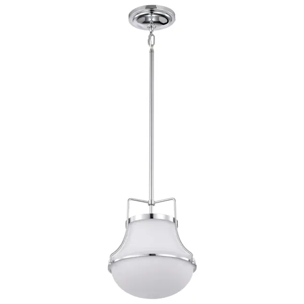 Valdora 1-Light Pendant in Polished Nickel with White Opal Glass - Image 3