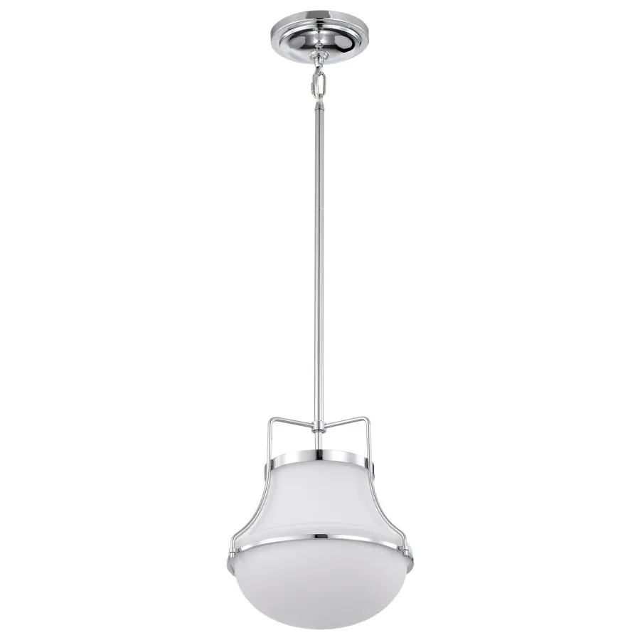 Valdora 1-Light Pendant in Polished Nickel with White Opal Glass - Image 3