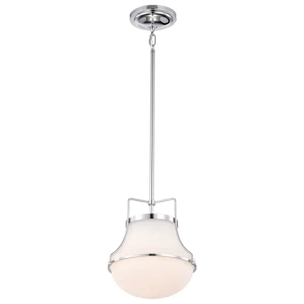 Valdora 1-Light Pendant in Polished Nickel with White Opal Glass - Image 4