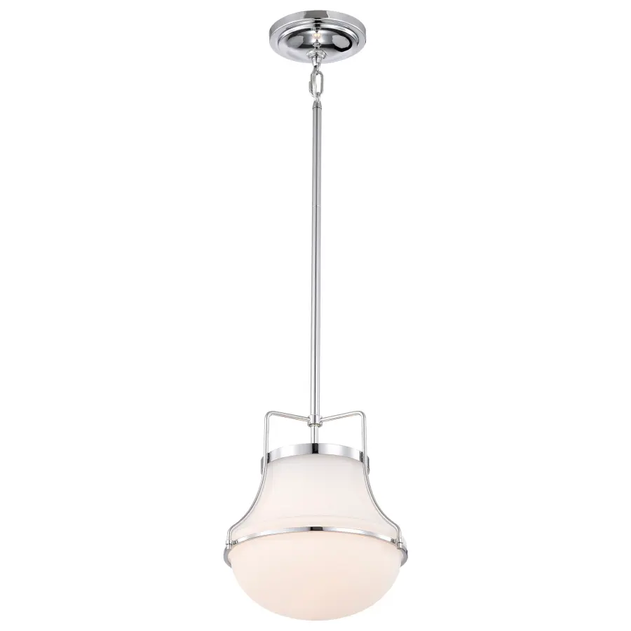 Valdora 1-Light Pendant in Polished Nickel with White Opal Glass - Image 4