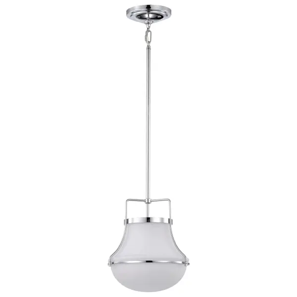 Valdora 1-Light Pendant in Polished Nickel with White Opal Glass - Image 5