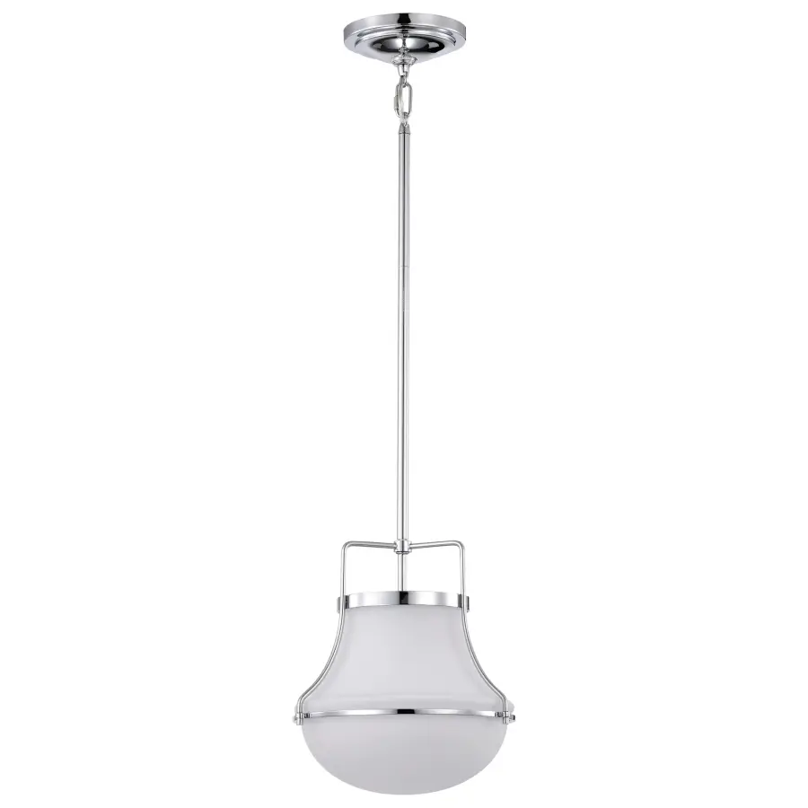 Valdora 1-Light Pendant in Polished Nickel with White Opal Glass - Image 5