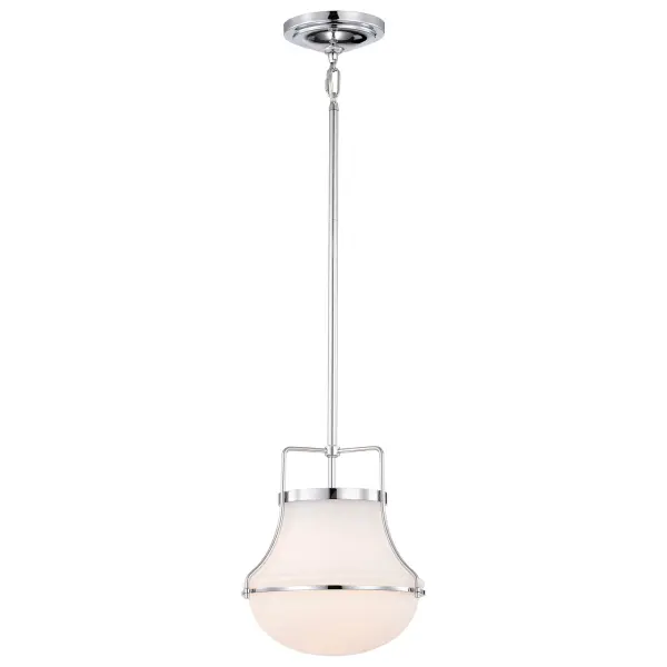 Valdora 1-Light Pendant in Polished Nickel with White Opal Glass - Image 6