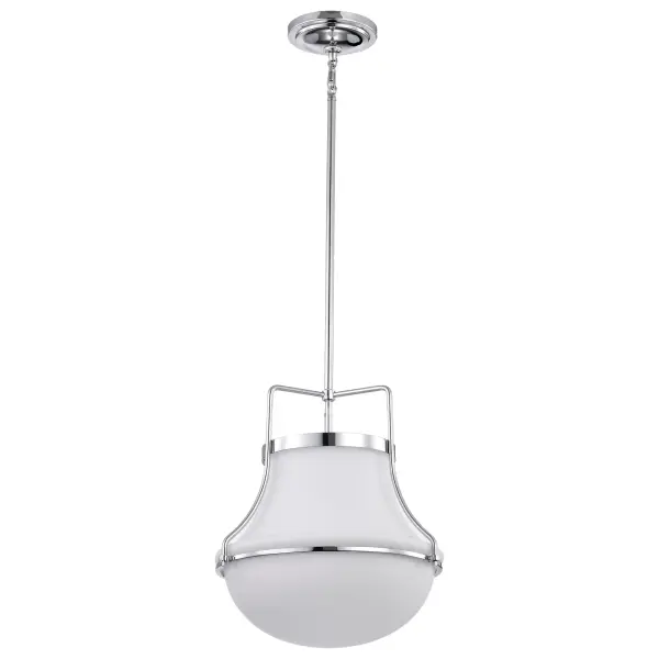 Valdora 1-Light Pendant in Polished Nickel with White Opal Glass - Image 1