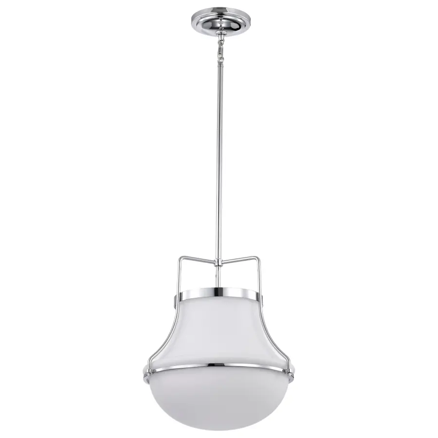 Valdora 1-Light Pendant in Polished Nickel with White Opal Glass - Image 1