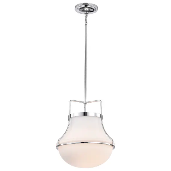 Valdora 1-Light Pendant in Polished Nickel with White Opal Glass - Image 2