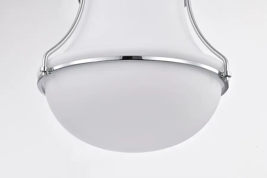 Valdora 1-Light Pendant in Polished Nickel with White Opal Glass - Image 13