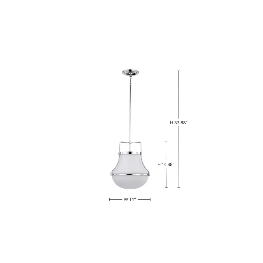 Valdora 1-Light Pendant in Polished Nickel with White Opal Glass - Image 17