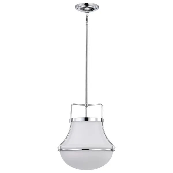 Valdora 1-Light Pendant in Polished Nickel with White Opal Glass - Image 3