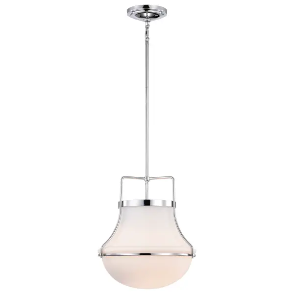 Valdora 1-Light Pendant in Polished Nickel with White Opal Glass - Image 4
