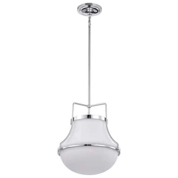 Valdora 1-Light Pendant in Polished Nickel with White Opal Glass - Image 5
