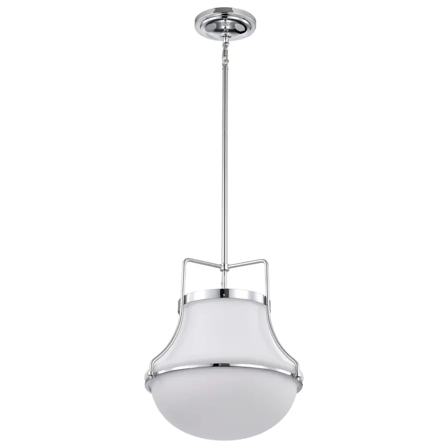 Valdora 1-Light Pendant in Polished Nickel with White Opal Glass - Image 5