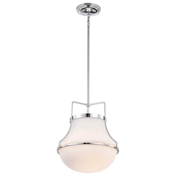 Valdora 1-Light Pendant in Polished Nickel with White Opal Glass - Image 6