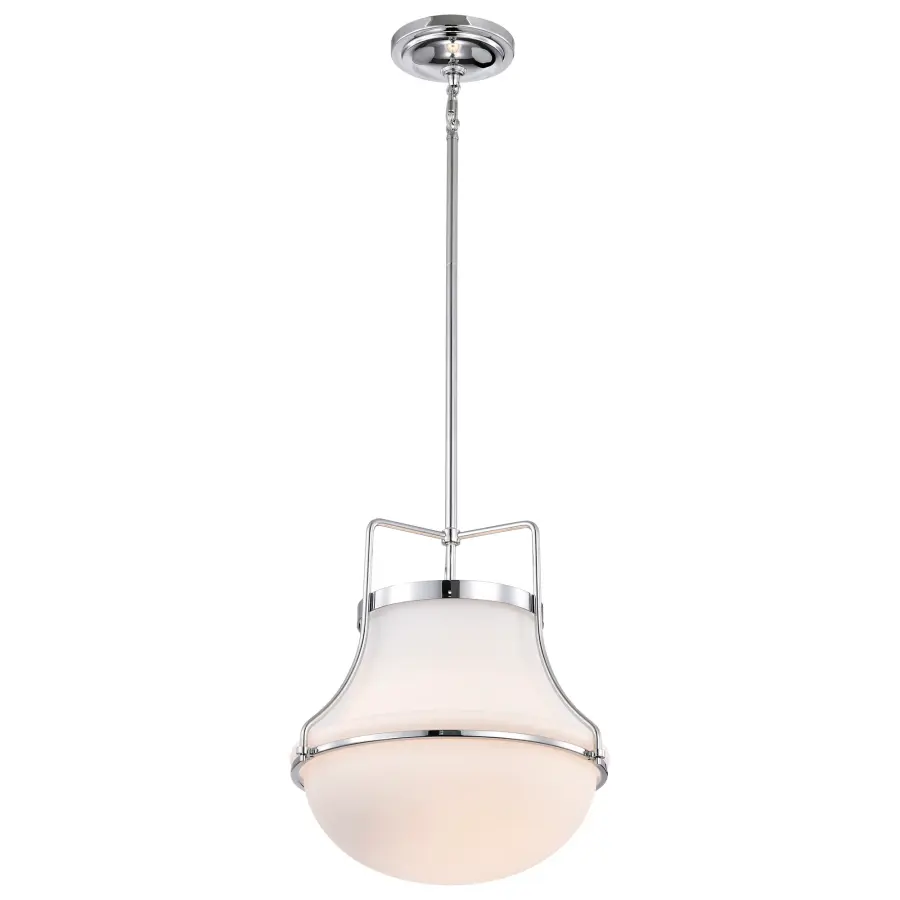 Valdora 1-Light Pendant in Polished Nickel with White Opal Glass - Image 6