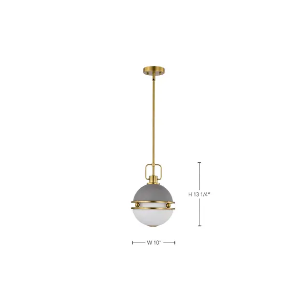Everton 1-Light Pendant in Matte Gray & Brass with Etched Opal Glass - Image 16