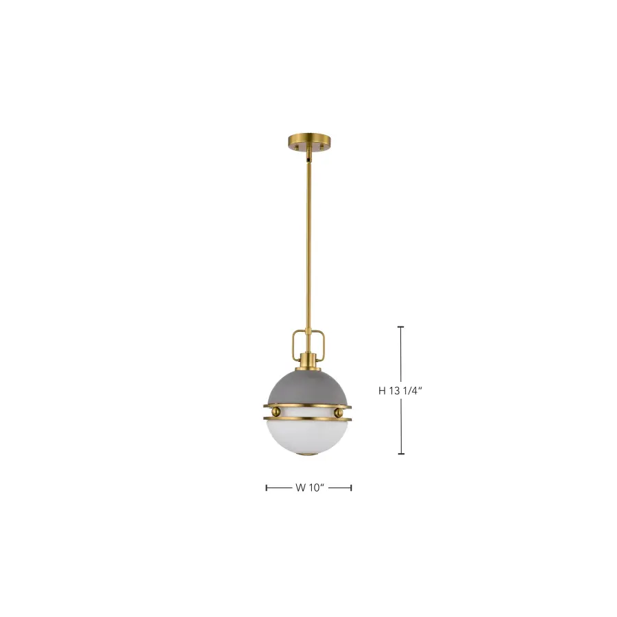 Everton 1-Light Pendant in Matte Gray & Brass with Etched Opal Glass - Image 16