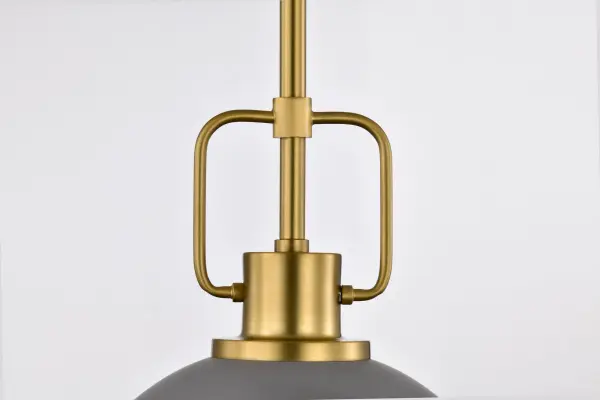 Everton 1-Light Pendant in Matte Gray & Brass with Etched Opal Glass - Image 8