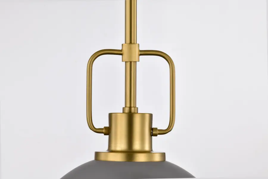 Everton 1-Light Pendant in Matte Gray & Brass with Etched Opal Glass - Image 8