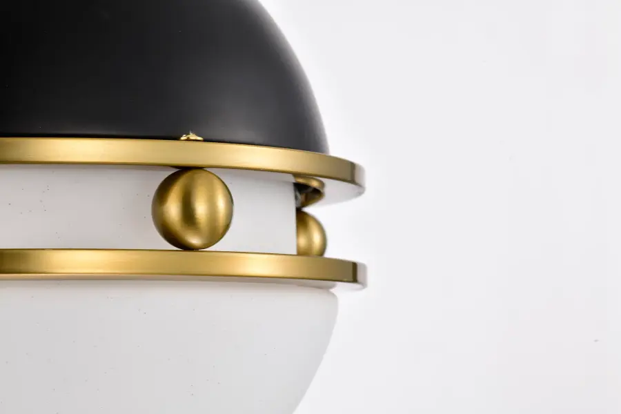 Everton 1-Light Pendant in Matte Black & Brass with Etched Opal Glass - Image 12