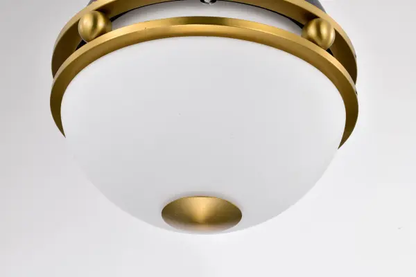 Everton 1-Light Pendant in Matte Black & Brass with Etched Opal Glass - Image 13