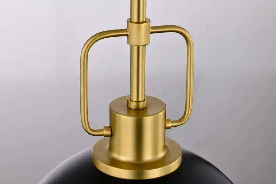 Everton 1-Light Pendant in Matte Black & Brass with Etched Opal Glass - Image 9