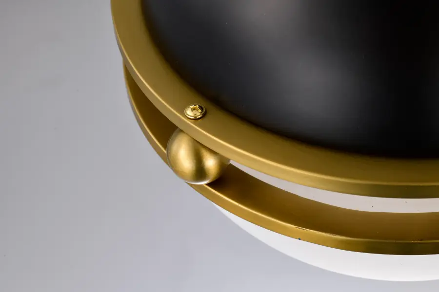Everton 1-Light Pendant in Matte Black & Brass with Etched Opal Glass - Image 10