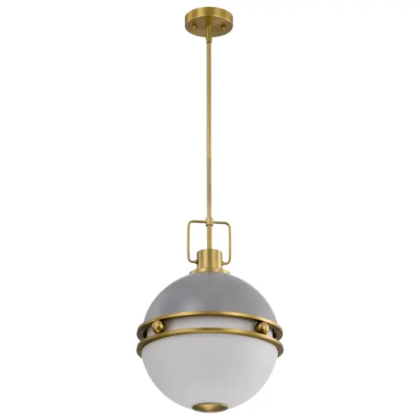 Everton 2-Light Pendant in Matte Gray and Brass - Image 1