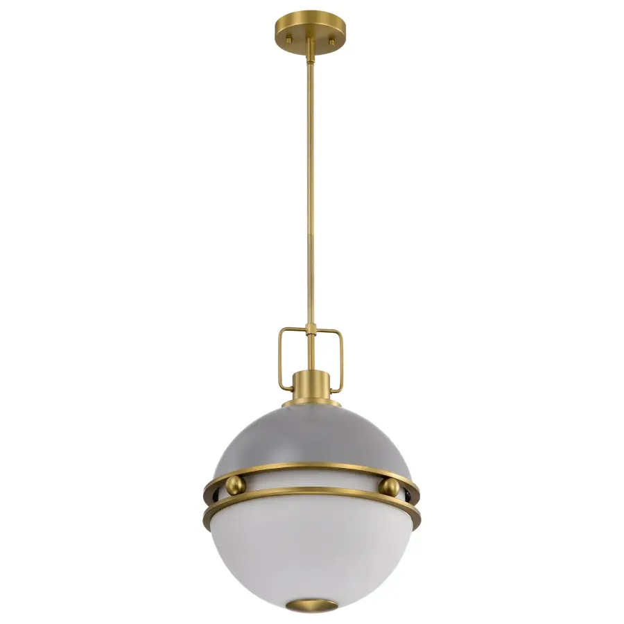 Everton 2-Light Pendant in Matte Gray and Brass - Image 1