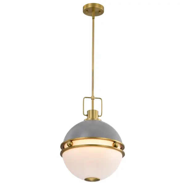 Everton 2-Light Pendant in Matte Gray and Brass - Image 2