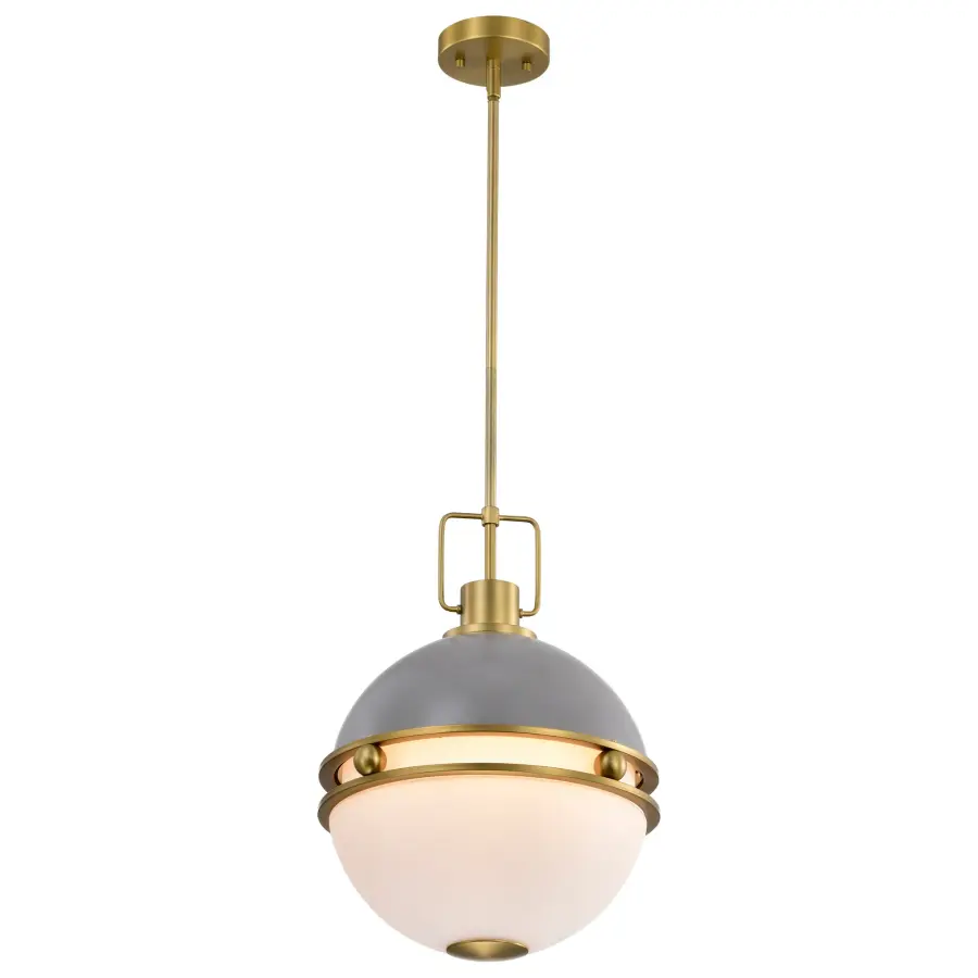 Everton 2-Light Pendant in Matte Gray and Brass - Image 2