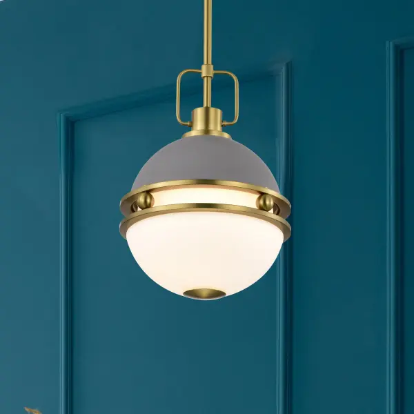 Everton 2-Light Pendant in Matte Gray and Brass - Image 15