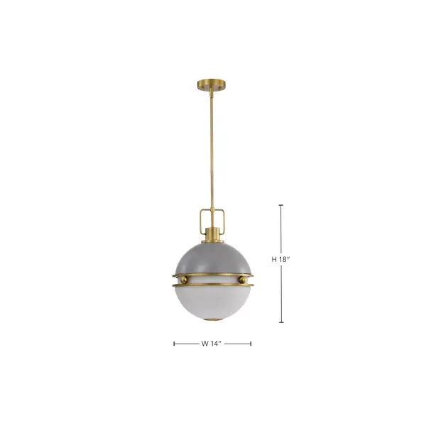 Everton 2-Light Pendant in Matte Gray and Brass - Image 16