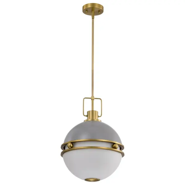 Everton 2-Light Pendant in Matte Gray and Brass - Image 3