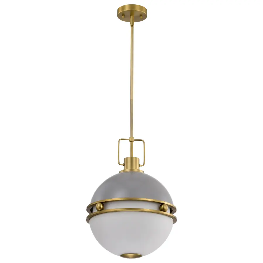 Everton 2-Light Pendant in Matte Gray and Brass - Image 3