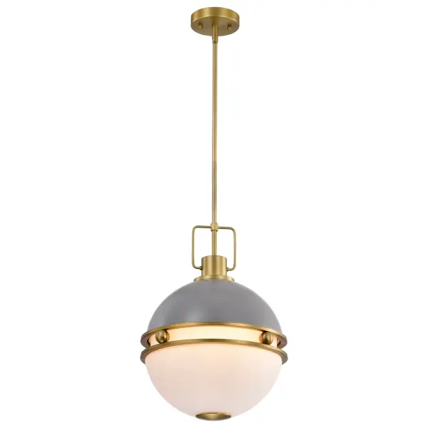 Everton 2-Light Pendant in Matte Gray and Brass - Image 4