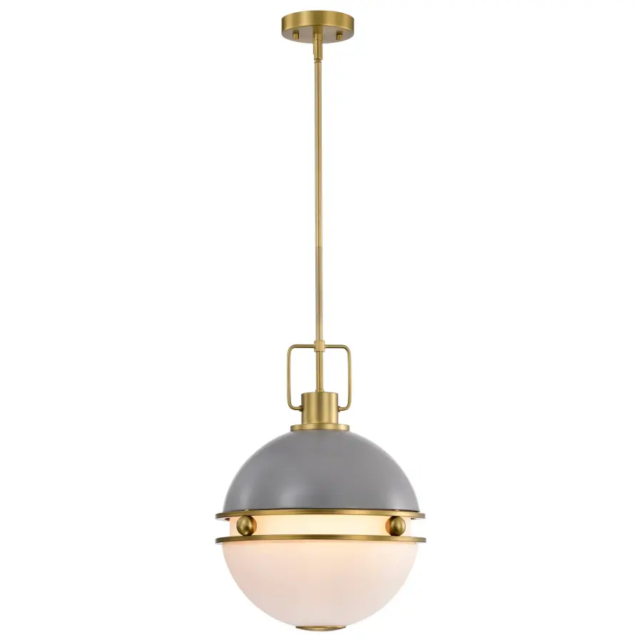 Everton 2-Light Pendant in Matte Gray and Brass - Image 5