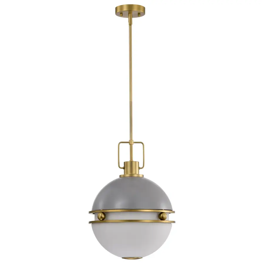 Everton 2-Light Pendant in Matte Gray and Brass - Image 6