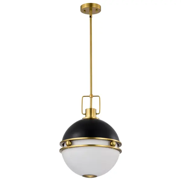 Everton 2-Light Pendant in Matte Black & Brass - Image 1