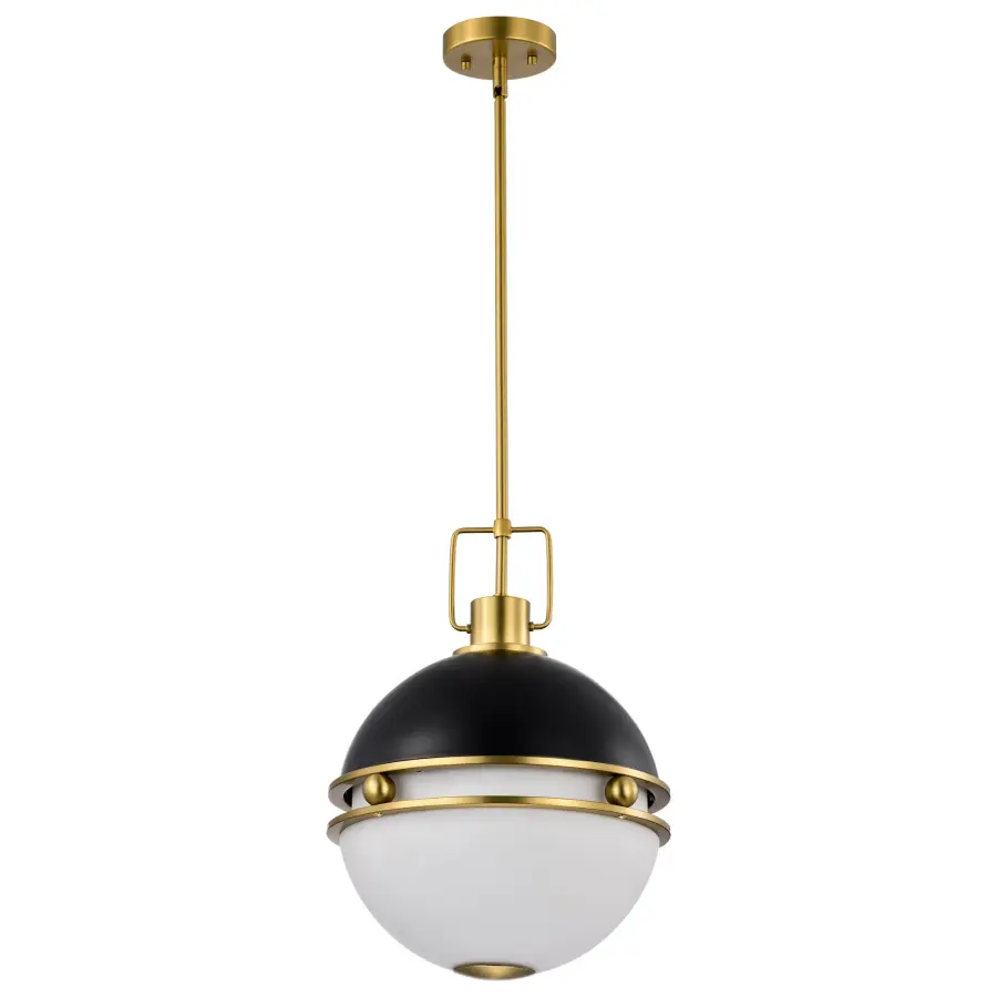 Everton 2-Light Pendant in Matte Black & Brass - Image 1