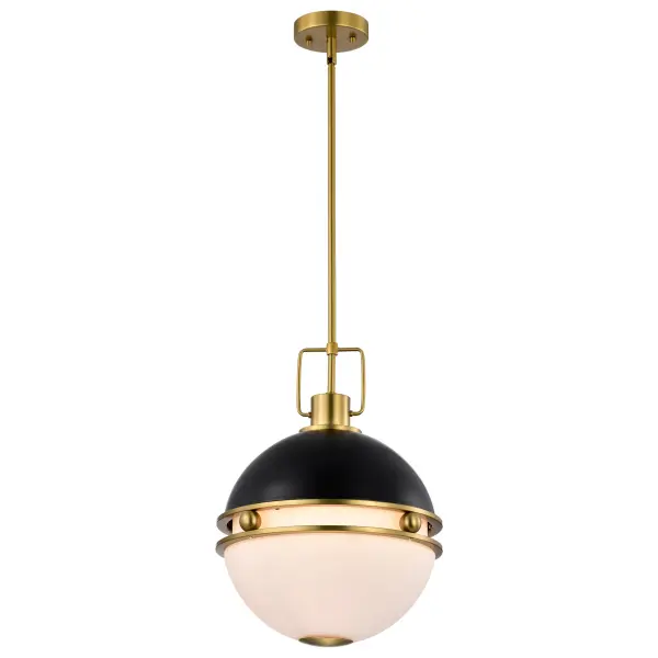 Everton 2-Light Pendant in Matte Black & Brass - Image 2