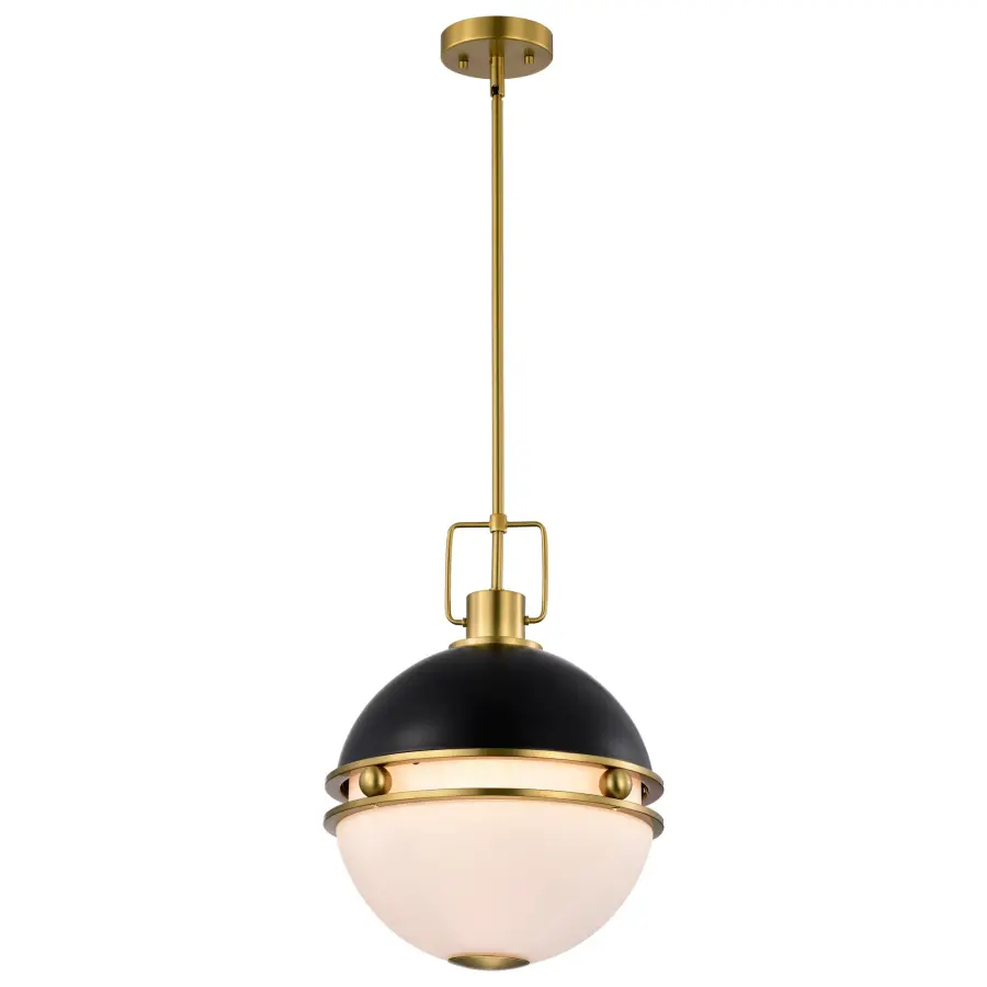 Everton 2-Light Pendant in Matte Black & Brass - Image 2