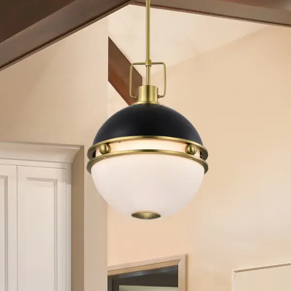 Everton 2-Light Pendant in Matte Black & Brass - Image 15