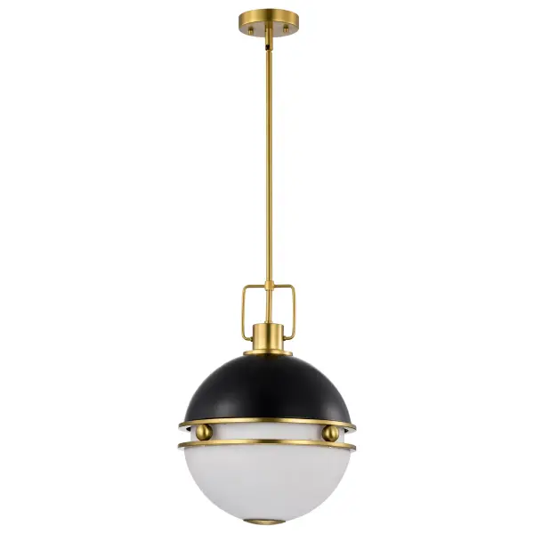 Everton 2-Light Pendant in Matte Black & Brass - Image 3