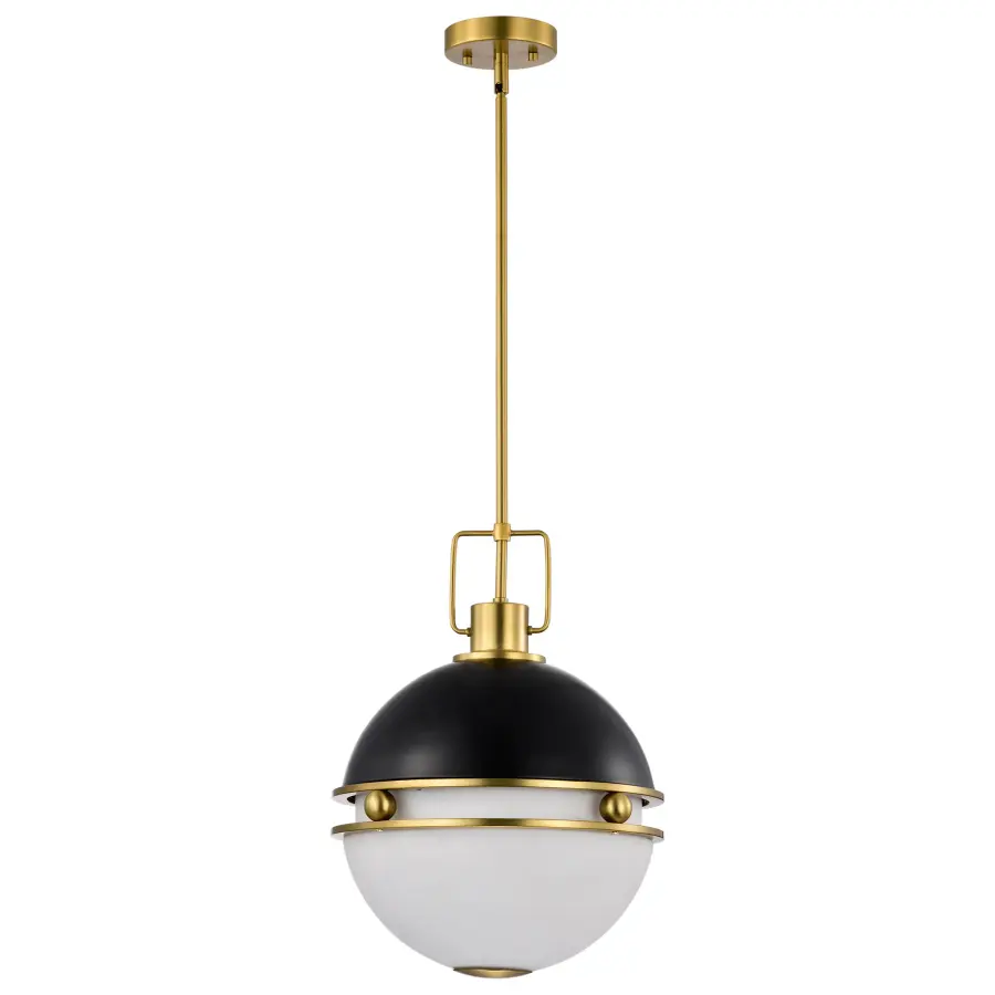 Everton 2-Light Pendant in Matte Black & Brass - Image 3