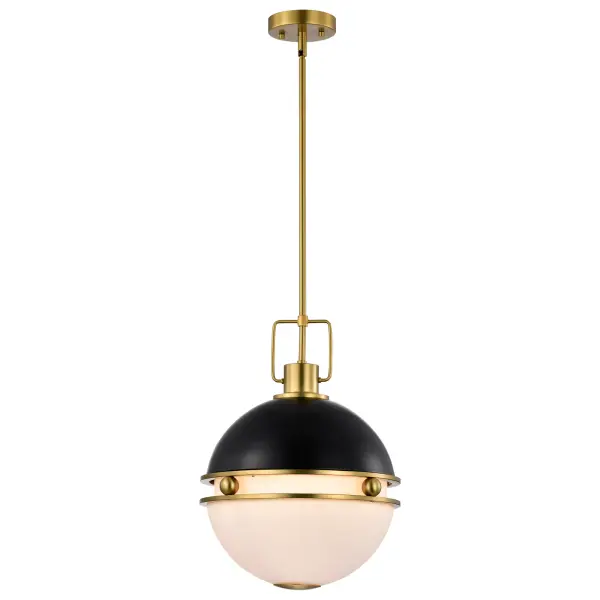 Everton 2-Light Pendant in Matte Black & Brass - Image 4