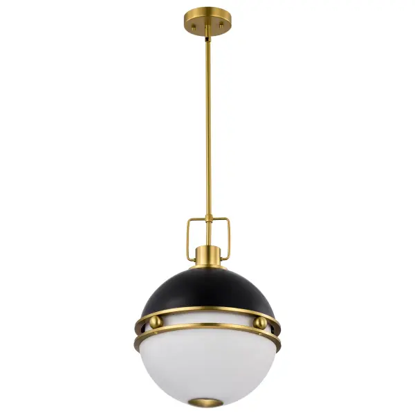 Everton 2-Light Pendant in Matte Black & Brass - Image 5