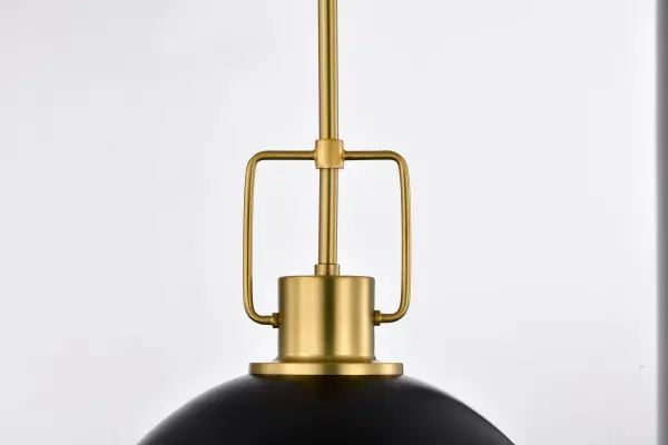 Everton 2-Light Pendant in Matte Black & Brass - Image 9